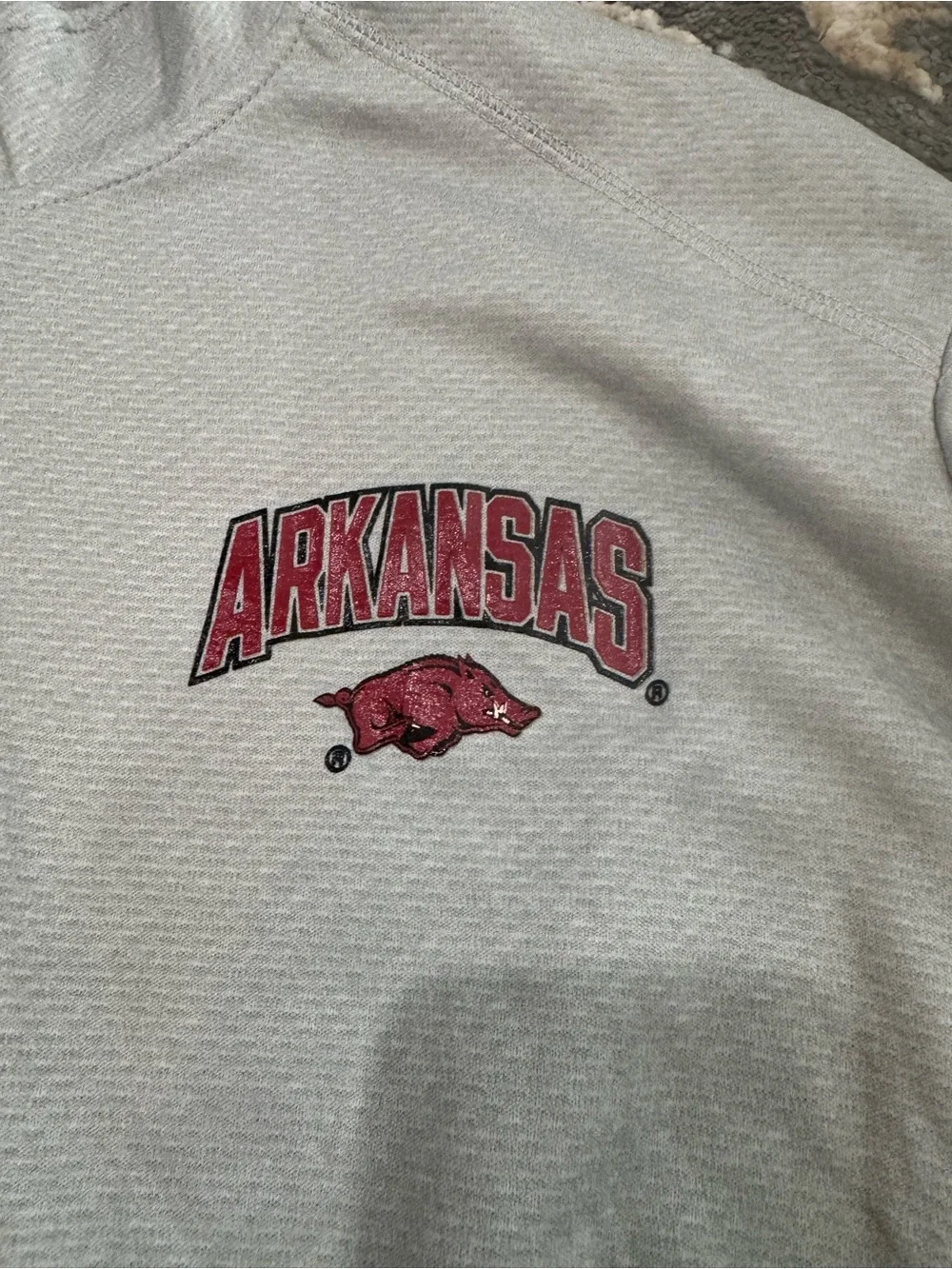 Arkansas Razorbacks Champion 1/4 Zip Pullover Solid Gray Long‎ Sleeve Men's 2XL